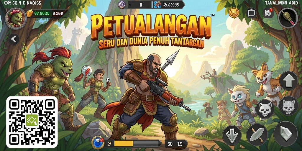 Gameplay mendebarkan dalam dunia petualangan 8QR.
