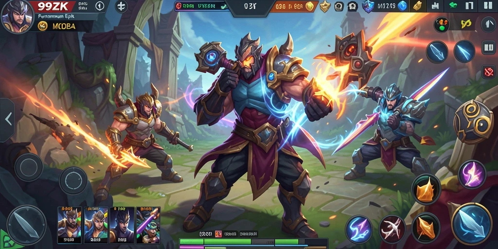 Screenshot gameplay 99ZK menampilkan aksi pertempuran mendebarkan.