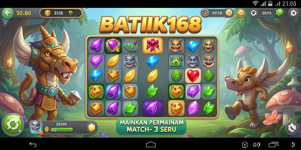 Tangkapan layar gameplay BATIK168 yang menampilkan serunya permainan Match-3.