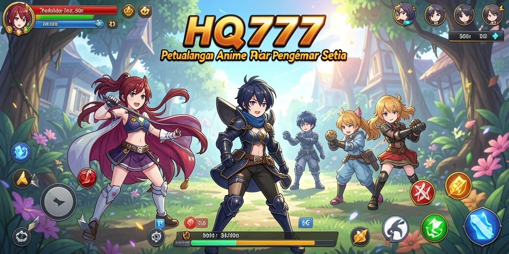 Gameplay seru HQ777 dengan karakter anime ikonik.