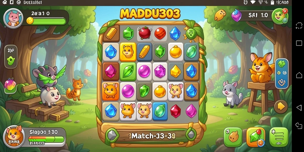Tampilan gameplay seru dari MADU303 yang penuh warna.