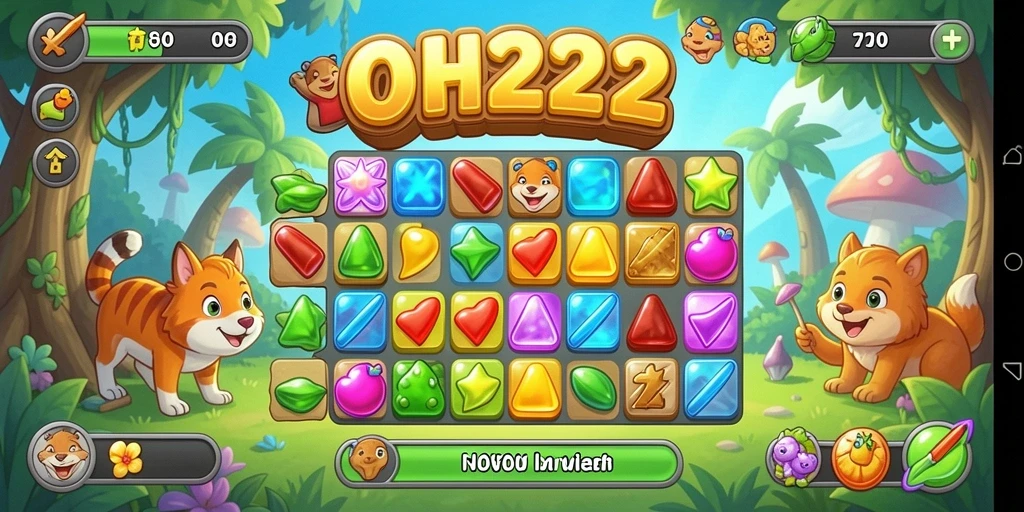 Gameplay seru OH222 dengan grafis colorful dan tantangan match-3.