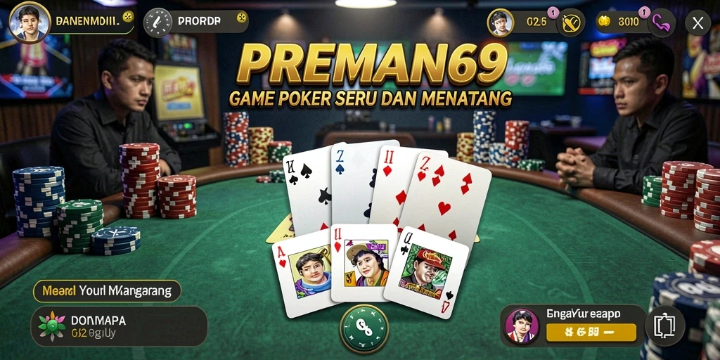 Tampilan gameplay poker di PREMAN69 yang seru dan mendebarkan.