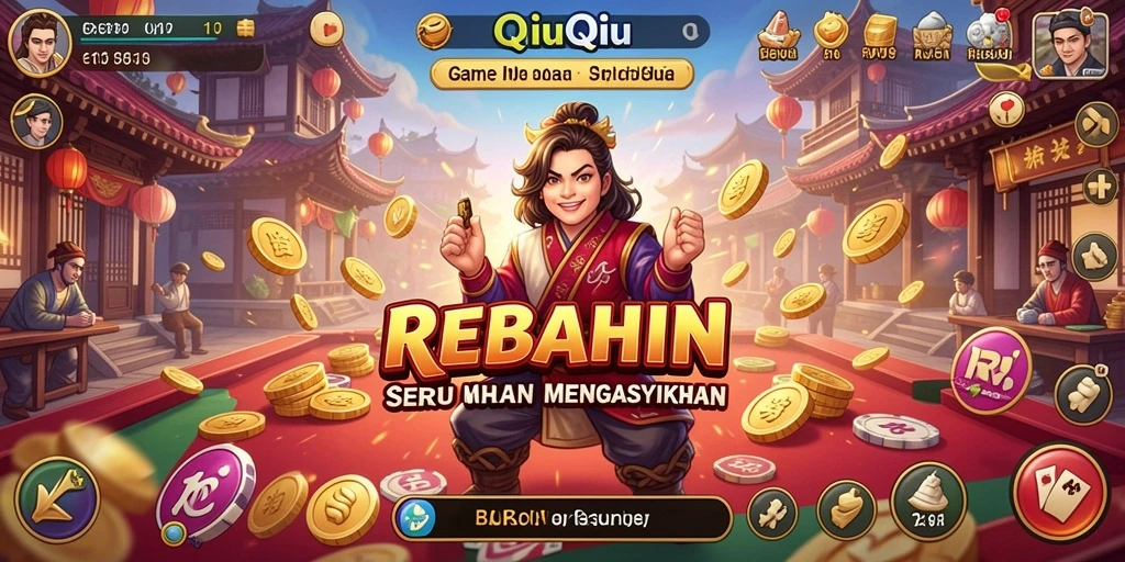 Tangkapan layar gameplay QiuQiu yang menampilkan aksi seru di REBAHIN.