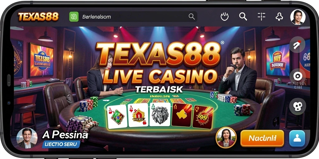 Tangkapan layar utama TEXAS88 menunjukkan dealer langsung di atas meja permainan.