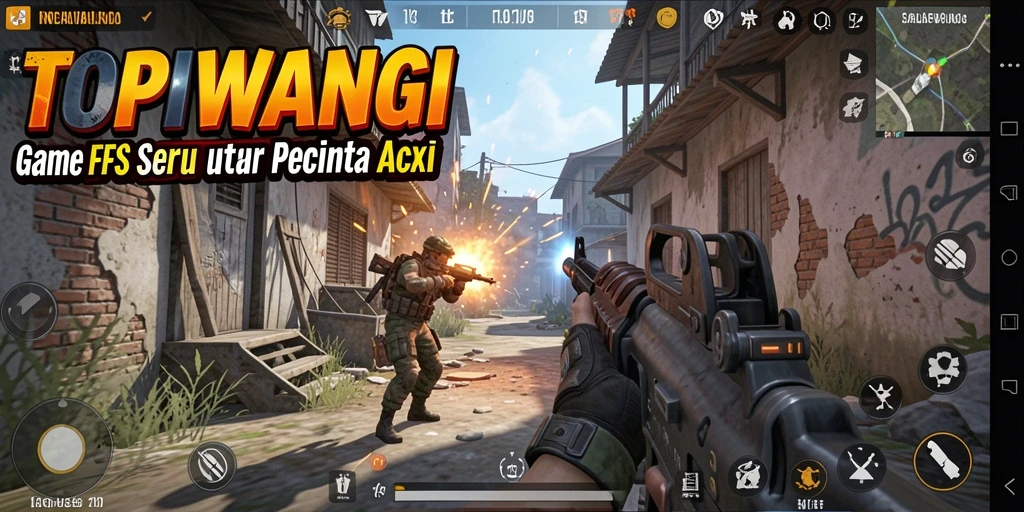 Tangkapan layar menunjukkan aksi seru di dalam permainan FPS TOPIWANGI.