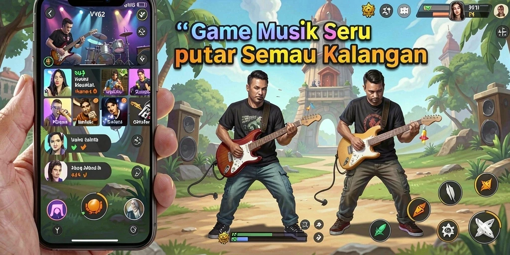 Tampilan gameplay VV62 yang seru dengan berbagai tantangan musik.